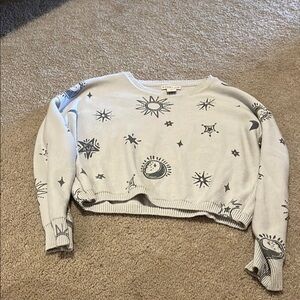 Women's Gray Celestial Print Sweater